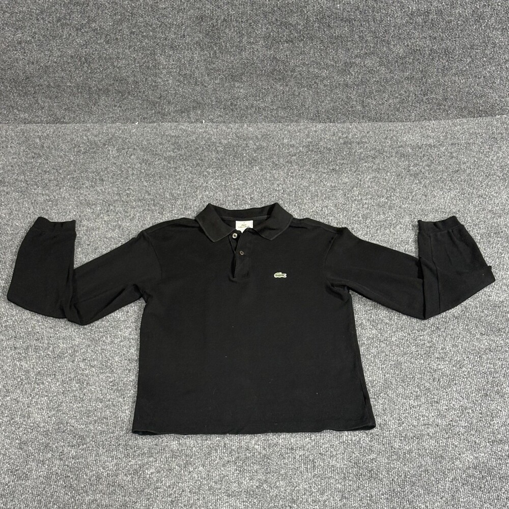 Lacoste Shirt Youth 14 Black Long Sleeve Pique Polo Cotton Crocodile Logo Boys
